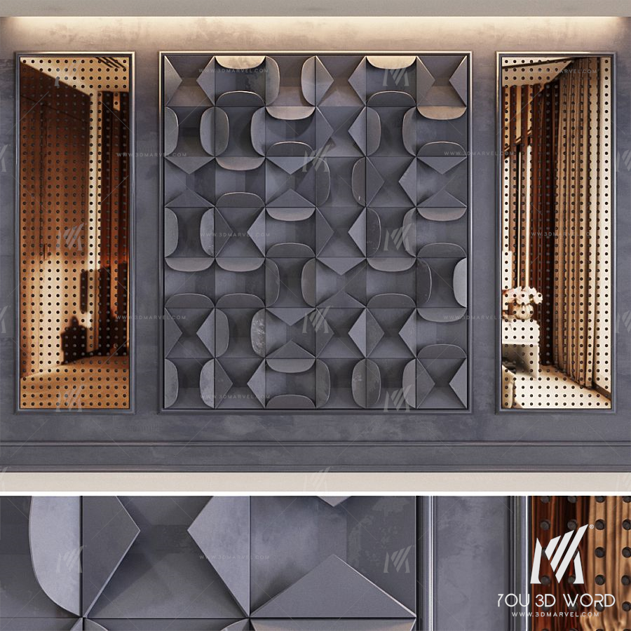 Decorative volumetric wall panel mid century modern